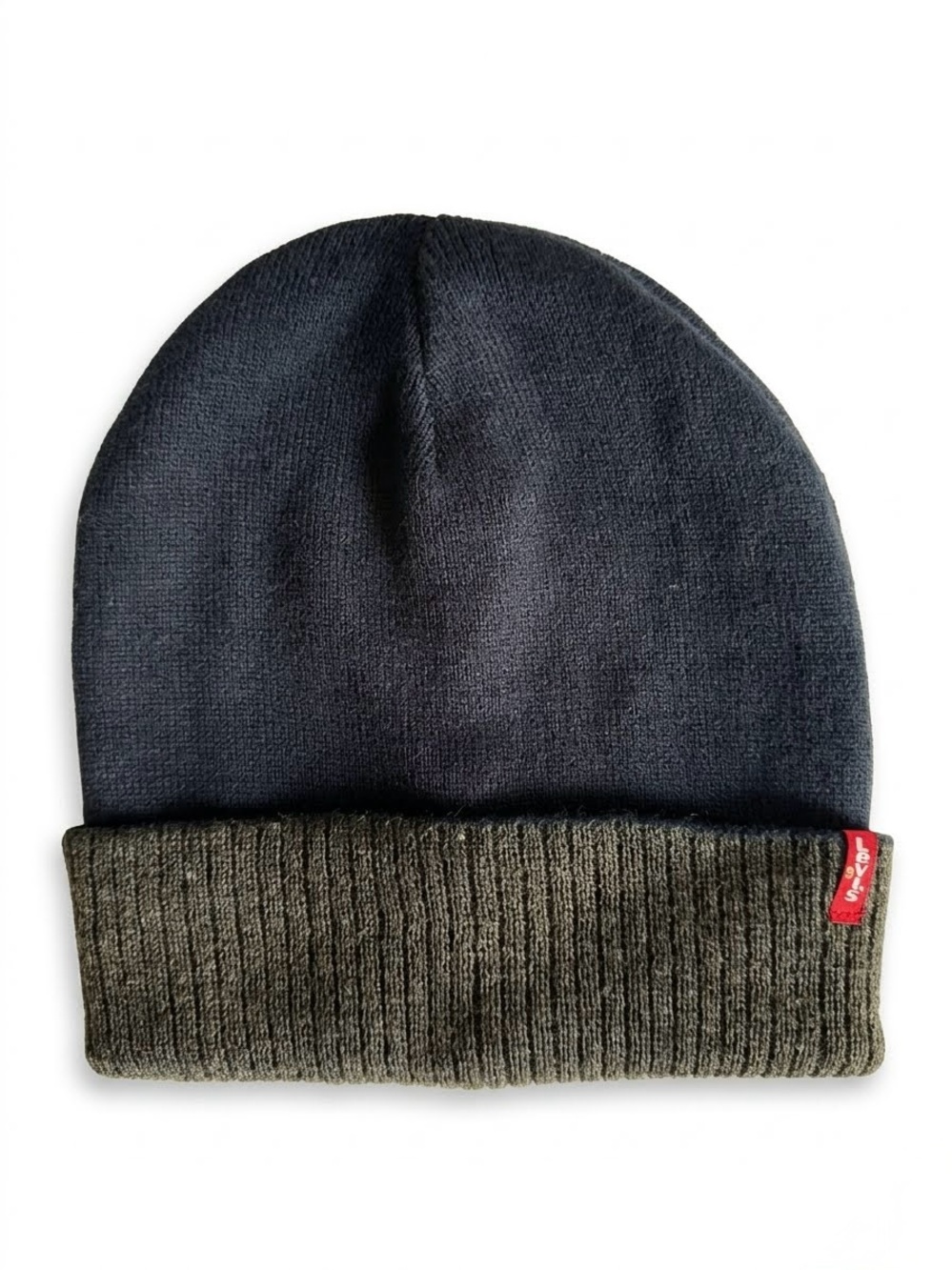 Levi’s Knit Beanie Hat Navy Gray Cuffed Skater Streetwear Gorpcore Cap Cozy